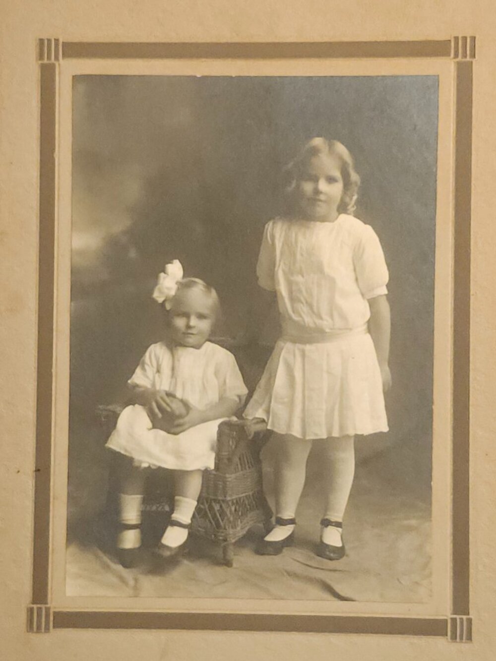 VINTAGE Family Photo of 2 Young Girls Early 1900s Edwardian Era